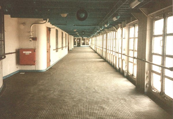 Starboard view of the Promenade deck.